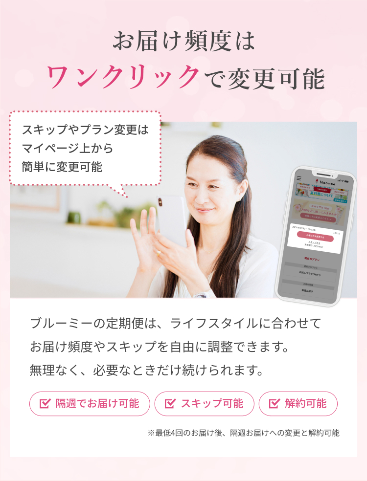 お届け頻度はワンクリックで変更可能